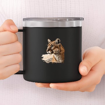 Discover Lion Pet Mountain Lion Predatory Cat Baseball Tees 14oz Stainless Steel Tumblers