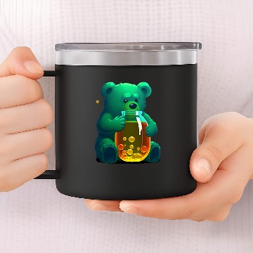 Discover Bear Pet Cute Green Gummy Bear 14oz Stainless Steel Tumblers