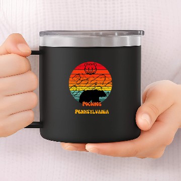 Discover Bear Pet Poconos Pennsylvania Bear Sunset Vacation Baseball Tees 14oz Stainless Steel Tumblers