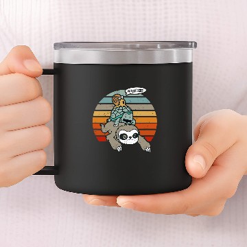 Discover Sloth Pet SLOWPOKE Sloth Turtle Snail Retro Sunset Cute Animals 14oz Stainless Steel Tumblers