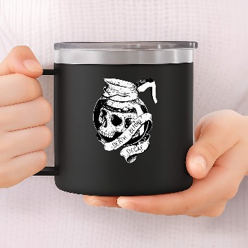Discover Coffee Fun Death before Decaf Coffee Lover Blackwork 14oz Stainless Steel Tumblers