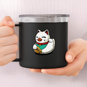 Discover Duck Pet Manekineko Lucky Cat Duck 14oz Stainless Steel Tumblers
