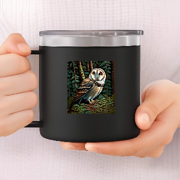 Discover Owl Pet Barn Owl in a Dark Forest Zip 14oz Stainless Steel Tumblers