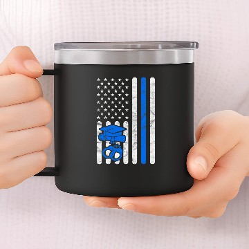 Discover Police Academy Graduation Him Her Exam American Flag Baseball Tees 14oz Stainless Steel Tumblers