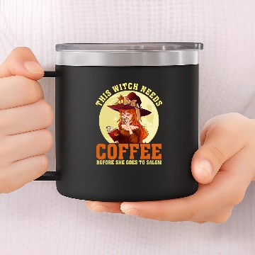 Discover Coffee Fun this witch needs coffee bee she goes to salem halloween 152 Baseball Tees 14oz Stainless Steel Tumblers
