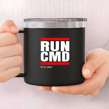 Discover RUN CMD Command Line Shell IT Admin Nerd Geek Sysadmin dir 14oz Stainless Steel Tumblers