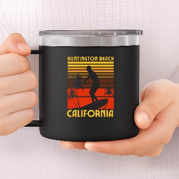 Discover Surf Life Huntington Beach californiasSurfing Surfer Ocean Vintage Baseball Tees 14oz Stainless Steel Tumblers