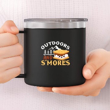 Discover Kawaii Outdoors And Smores Campfire Marshmallow Roasting Baseball Tees 14oz Stainless Steel Tumblers