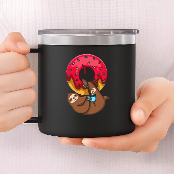 Discover Sloth Pet Baking Sloth Donut Lover Zookeeper Breakfast Coffee 14oz Stainless Steel Tumblers