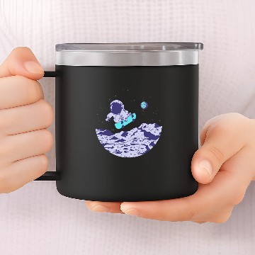 Discover Space Astronaut Fahrt Skateboard 14oz Stainless Steel Tumblers