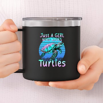 Discover Just A Girl Who Loves Turtles Ocean Sea Animal Coral Reef 14oz Stainless Steel Tumblers