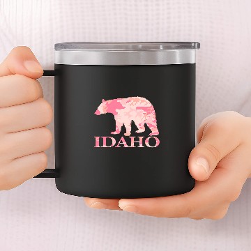Discover Bear Pet Hunt Idaho State Pink Camo 14oz Stainless Steel Tumblers