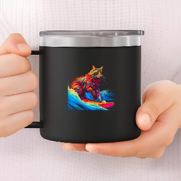 Discover Surfing Maine Coon Cat Surf Zip 14oz Stainless Steel Tumblers