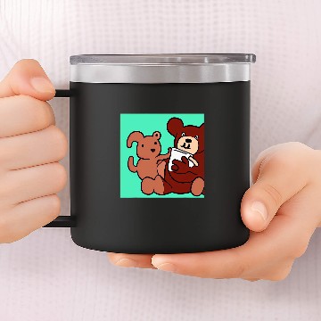 Discover Bear Pet Hot Chocolate Drinking Bear Super Cute Odd vintages Cartoon Baseball Tees 14oz Stainless Steel Tumblers