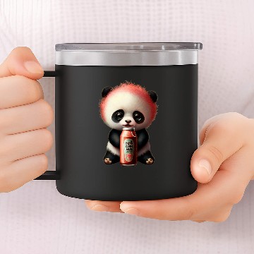 Discover Panda Pet Drinking Lemonade Panda Bear Soda Pop Summer Teddy Bears 14oz Stainless Steel Tumblers
