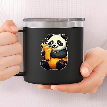 Discover Panda Pet Drinking Lemonade Panda Bear Soda Pop Summer Teddy Bears 1 14oz Stainless Steel Tumblers