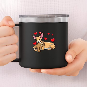 Discover Chiweenie Dog With Stuffed Animal Zip 14oz Stainless Steel Tumblers