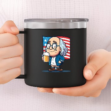 Discover Beer Fun Ben Beer 4th of July Benjamin Franklin USA Merica 14oz Stainless Steel Tumblers