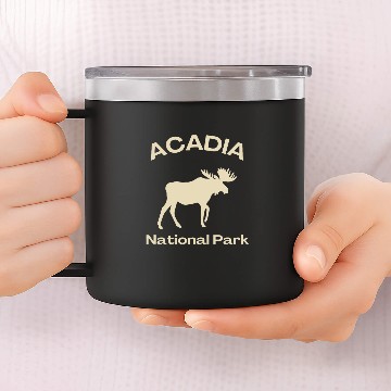 Discover Lacrosse Gift Acadia National Park Moose Maine Tourist Travel Visitor 14oz Stainless Steel Tumblers
