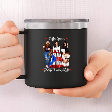 Discover Coffee Fun Puerto Rican Style Coffee Queen Lover Womens Puerto Rico 14oz Stainless Steel Tumblers