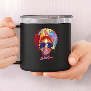 Discover Afro Black Girl Art Paint 14oz Stainless Steel Tumblers