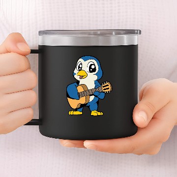 Discover Penguin Pet Cartoon penguin playing guitar Zip 14oz Stainless Steel Tumblers