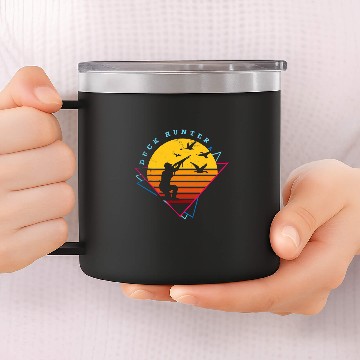 Discover Duck hunting retro theme artistic art work 14oz Stainless Steel Tumblers