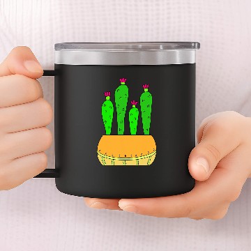 Discover Delicate Melon Pot Cacti 14oz Stainless Steel Tumblers