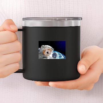 Discover Dog in Space Tibetan Terrier Zip 14oz Stainless Steel Tumblers
