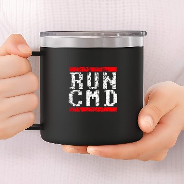 Discover RUN CMD distressed pixel style 14oz Stainless Steel Tumblers