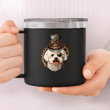 Discover Victorian Steampunk Bichon Frise 14oz Stainless Steel Tumblers