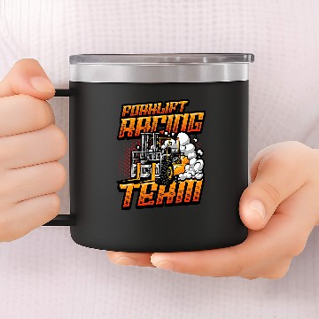 Discover Forklift Racing Team Funny Forklift Driver 22 14oz Stainless Steel Tumblers