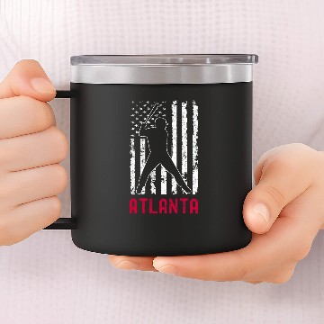 Discover Atlanta American Flag Baseball Weathered Baseball Tees 14oz Stainless Steel Tumblers