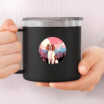 Discover Brittany Spaniel Mount Fuji Funny Dog Japan Baseball Tees 14oz Stainless Steel Tumblers