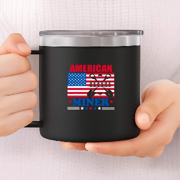 Discover American Coal Miner Patriotic USA Flag Underground Mining Baseball Tees 14oz Stainless Steel Tumblers