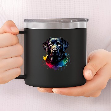 Discover Black Lab Labrador Retriever Dog Artwork 14oz Stainless Steel Tumblers