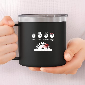 Discover Funny Carpenter Rock Paper Scissors Able Saw Baseball Tees 14oz Stainless Steel Tumblers