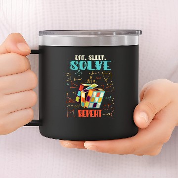 Discover Eat Sleep Solve Repeat Math Speed Cubing Genie Cube 214 14oz Stainless Steel Tumblers