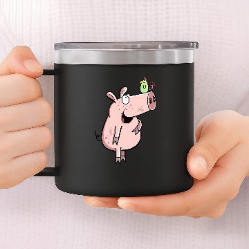 Discover Pig With Bird Fun Art For Pig Or Farm Lover Baseball Tees 14oz Stainless Steel Tumblers
