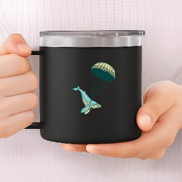 Discover Blue Whale Parachute Illustration 14oz Stainless Steel Tumblers