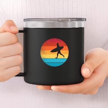 Discover Surf Life Retro vintages surfing hobby funny 14oz Stainless Steel Tumblers