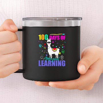 Discover 100 Days Of Magical Learning Llama Funny Teacher Student Baseball Tees 14oz Stainless Steel Tumblers