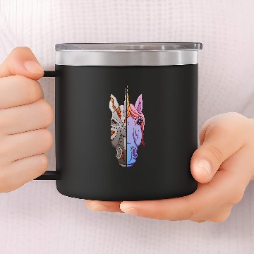 Discover Robotics Team Half Unicorns Robot Student 14oz Stainless Steel Tumblers