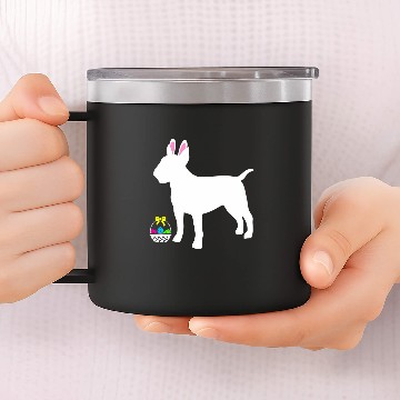 Discover Bull Terrier Easter Bunny Dog Silhouette 14oz Stainless Steel Tumblers