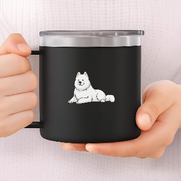 Discover Dog Samoyed Dogs Samoyed Lying Down Funny Cute Baseball Tees 14oz Stainless Steel Tumblers