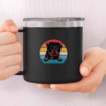 Discover Dog Rottweiler Retro vintages Rottweiler Baseball Tees 14oz Stainless Steel Tumblers