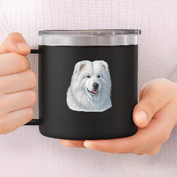 Discover Dog Samoyed Winter Dog Lover Samoyed Mom 14oz Stainless Steel Tumblers