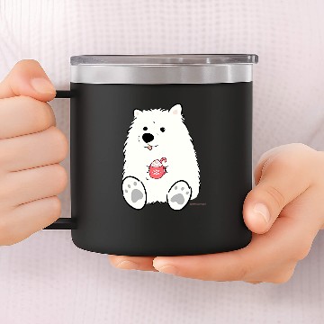 Discover Dog Samoyed Biff the Samoyed Hot Cocoa Merch 14oz Stainless Steel Tumblers