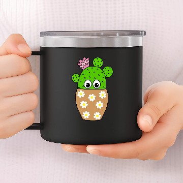 Discover Cactus In Pretty Daisy Jar Planter 14oz Stainless Steel Tumblers