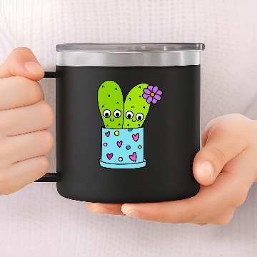 Discover Cacti Couple In Cute Pot Baseball Tees 14oz Stainless Steel Tumblers